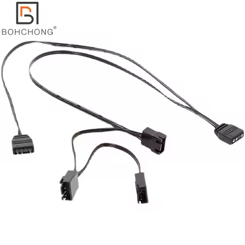 For NZXT Aer2 Fan RGB Adapter Cable 5V 3Pin Motherboard ARGB 1 To 3 Light Synchronization Cables