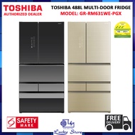 (BULKY) TOSHIBA GR-RM631WE-PGX 488L MULTI-DOOR FRIDGE, QUICK FROZEN CHAMBER, 3 TICKS, 2 YEARS WARRANTY