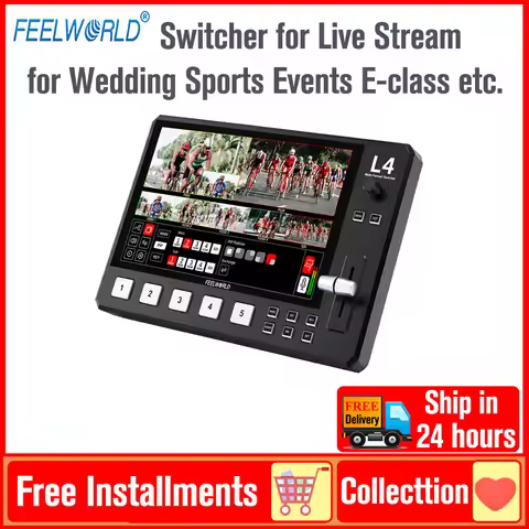 FEELWORLD USB3.0 L4 Camera Video Mixer Switcher Touch Screen Switcher Multi Monitor For Live Streami