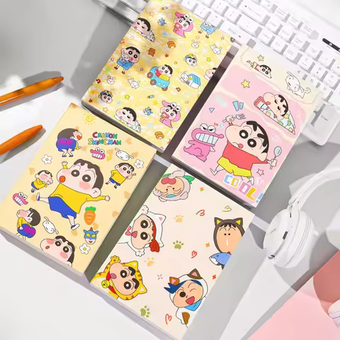 Cute Crayon Shin-chan B6 Notebook 4-Pack, Tearable Full-Color Pages, Notebook, Student Stationery Gi