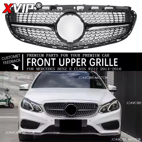 XVIP Chrome Black Diamonds Style Upper Grille Grill For Mercedes Benz E-Class W212 4 Door 2014-16 E2