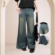 NUR VOGUE || NV-P001 Loose Fit Wide Leg Flare Jeans High Waist Vintage Blue / Seluar Jeans Longgar W