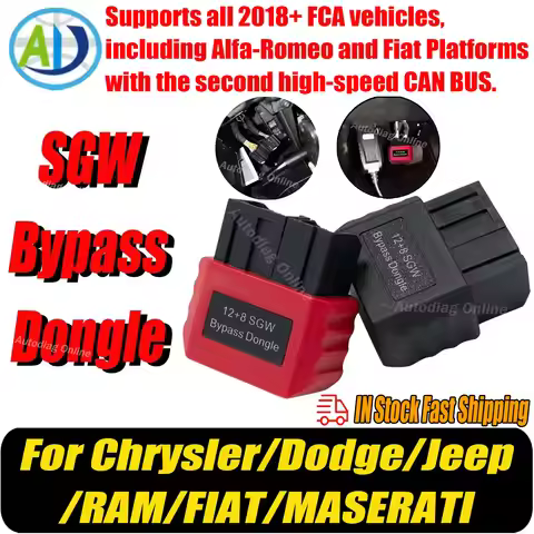 SGW Bypass Dongle For Chrysler/Dodge/Jeep/RAM/FIAT/MASERATI 12pin 8pin OBDII Security Gateway Adapte