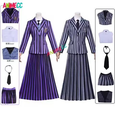 ANINECC IN STOCK Wednesday Season 2 Agnes Enid Sinclair Cosplay School Uniform Jk Dress Wig Hallowee