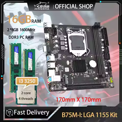 B75 LGA1155 Mini ITX Motherboard Kit With Core I3 3250 Processor And 16GB DDR3 Memory B75 Placa Mae 