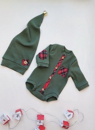 新生男孩服裝-男嬰連身睡帽，新生男孩照片服裝，照片