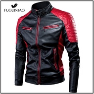 FUGUINIAO Men 2022 Spring Casual Motor Spliced Leather Jacket Coat Men Autumn Fashion Biker Vintage