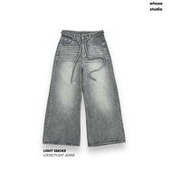 LIGHT SMOKE LOOSE PLEAT - Quần jeans dây thừng 1340