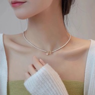 NK-221 Extreme Thin OT Buckle Pearl Pendant Necklace Pearl N#NK-221极细OT扣珍珠吊坠项链珍珠项链2024脖子有孔项链NK-221极细