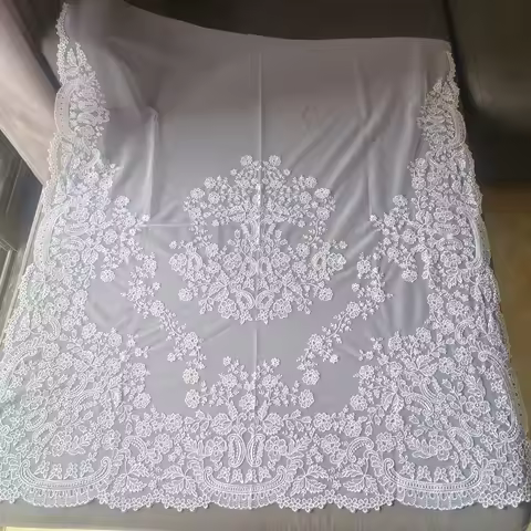 Embroidery White Spanish Lace Mantilla Mantel De Encaje Fallera Manteleta fallera blanca