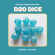 1pc. D20 Stardust Dice Frost Blue (Sold per piece)