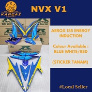 Rapido NVX V1 Aerox-155 Energy Induction Coverset ( Sticker Tanam) BLUE WHITE/RED