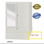 simple and classic two door wardrobe with face mirror/ Almari baju dua pintu dgn cermin