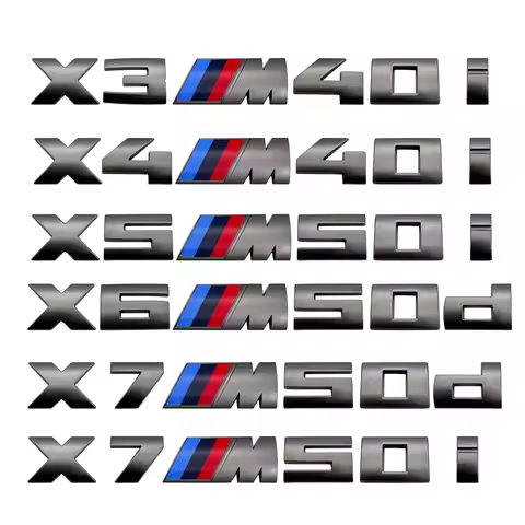 Grey Emblem for BMW X3M X4M X5M X6M X7 M Power Emblems Badge Logo 40i 40d 50i 50d 60d 60i ABS Rear L