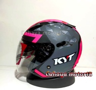 HELM KYT DJ MAXI GORILA GREY MATT FUXIA FLUO DOUBLE VISOR KYT TERBARU|KYT MODEL KYOTO