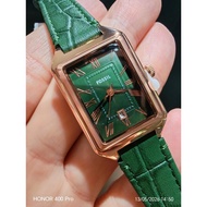 [NEW] FOSSIL Women Raquel Three-Hand Date Green Croco LiteHide™ Leather Watch 23 mm Case ES5366