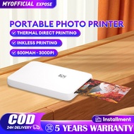 Photo Printer Portable 300dpi Pocket Photo Printer Bluetooth Wireless Thermal Printer Work 500mAh picture printer