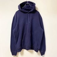 古著PUMA長袖連帽衫，單點標誌設計，海軍藍，前口袋，XL 碼