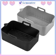 LEMONTRE Air Fryer Baking Tray, Silicone Rectangle Air Fryer Basket, Reusable Air Fryer Mold Tray fo