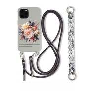 LC Case hp Dengan Rantai 3 in 1 for iPhone 15 14 Pro max Plus 13mini Case hp anti jatuh Abu-abu