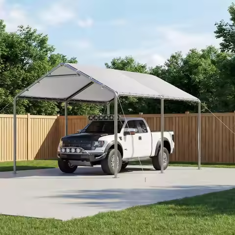 Aoxun 10x15ft Heavy Duty Carport Canopy With Reinforced Frame And Piles For Cars Boats Trucks Outdoo