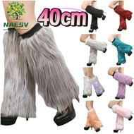 NAESV Furry Leg Warmers, Faux Fur Japanese Style Lolita Boots Cover, Foot Cover 40cm Light Up Y2K Lo