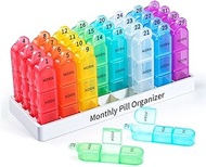 Zoksi Pill Organizer 3 Times a Day, Monthly Pill Box Organizer, 30 Day Pill Box, One Month Pill Case Three Times a Day, 31 Day Medicine Organizer Pill Container to Store Fish Oils, and Other Meds