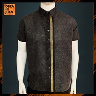 Obra ni Juan Inno Fit fit (Regular  Fit) Polo Barong With Print -D. Gray (#8013)