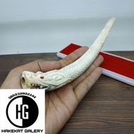 once pipa rokok iga duyung asli ukiran naga putih RD451