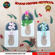 Hiasan Dinding Tanaman Artificial Rak Pot 3d Vertical Garden Unik Gantung Tempel bingkai kayu dekor