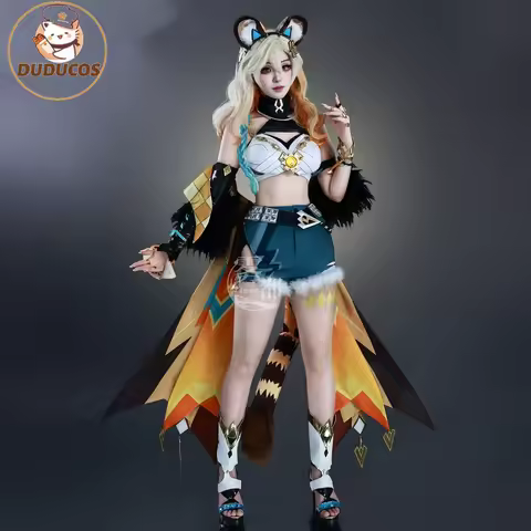 In Stock Xilonen Cosplay Costume Genshin Impact Шилонен Full Set Wig Lion Leopard Girl Ear Tail Hall