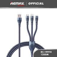 Remax RC-199TH 5A Compatibility High Current Fast Charge 3 in 1 Fast Charging Data Cable 3 in 1 Cabl