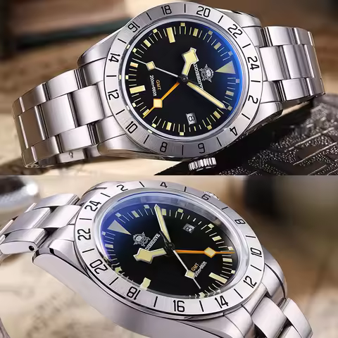 ADDIESDIVE 39mm Mens Watch GMT Quartz Watch Bubble Mirror Glass Luminous 200M Waterproof Diving Watc