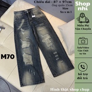 QC women's wide-leg loose jeans embroidered with mushroom bears, length 87cm + 97cm, size SML Shop N