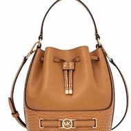 快速出貨！【Michael Kors】蛇紋皮革拼接素面皮革兩用水桶包-白