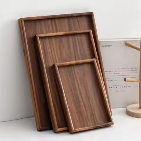 1pc wood tray rectangular wooden tea tray coffee tray snack tray storage tray