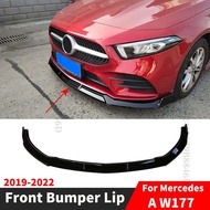 Deflector Front Bumper Lip Chin For Mercedes Benz A W177 2019 2020 2021 2022 Facelift Decoration Tun