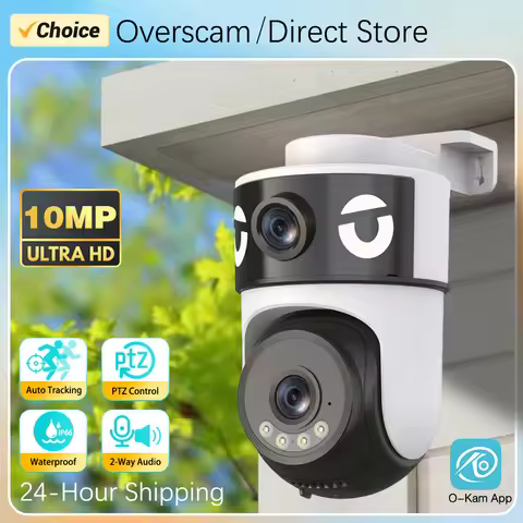 O-Kam Pro Dual-Lens Camera WiFi IP Camera 10MP PTZ Color Night Vision 2-Way Intercom Motion Detectio