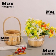 MAXG Flower Arrangement Basket, Wood Sturdy Braid Flower Baskets, Creative Picnic with Handle Lace Tassel Weaving Basket Flower Shop