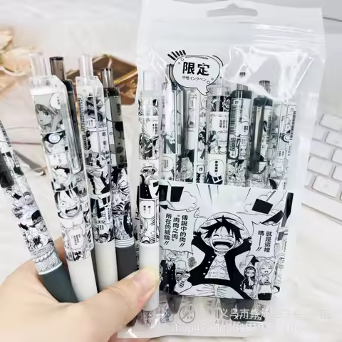 One Piece 6 Pcs Gel Pen Anime Luffy 0.5 Lack Ink Signature Pen Office School Writing Supplies Statio
