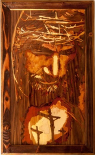 耶穌基督木馬賽克鑲嵌圖片基督教救世主木壁掛