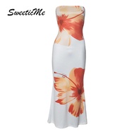 SweeticMe Women's Dresses New Fashion Print Sexy Causal Vacation Dress