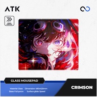 [PO] ATK Crimson Poron Base NON-COATED Gaming Glass Mousepad Kaca (Speed)