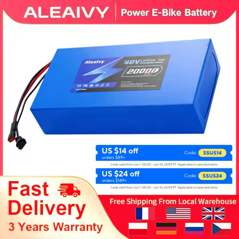 Brand+ Genuine Aleaivy High Capacity 48V 20Ah 18650 13S7P 20000mAh lithium ion Battery Pack With 2A 