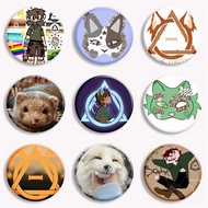 Creative Therian Symbol Cartoon Button Pin Animal Rainbow Therian Delta Cute Fox Cat Brooch Badge Ba