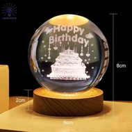 Happy Birthday 3D Combo Crystal Ball Glowing Light,Birthday Gift,Souvenir,Meaningful Girlfriend Gift