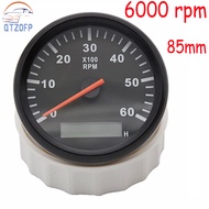 85MM Boat Tachometer Gauge Outboard Tachometer 0-6000 RPM Waterproof Marine Tachometer with Hour Met