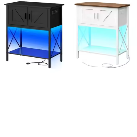 aquarium accessories 20 Gallon Fish Tank Stand with Power Outlets and LED Light, Metal Frame Aquariu