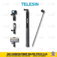 TELESIN New Design 3m Carbon Fiber Selfie Stick (3.0) No Drone Stick Invisible Stick