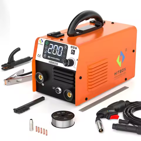 HITBOX Non Gas Semi-automatic Welding Machine 3 in 1 MIG/LIFT TIG/MMA Inverter Welder Synergy Tool F